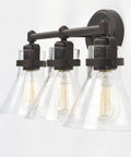 Seafarer 3 Light Bath Vanity Light In Oil Rubbed Bronze Steel Finish With Seeded Glass Shades Industrial Indoor Fixture