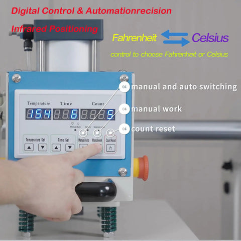 Control panel of 16x24 Inch Dual Station Pneumatic Heat Press With Up Sliding Platen And Infrared Laser Positioning