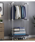 Go-To Portable Closet Frame Workhorse With Shelves Hanging Rods Bedroom Clothes Storage Beast No Cover Easy Move cluttered closet organizer with clothes and shelves