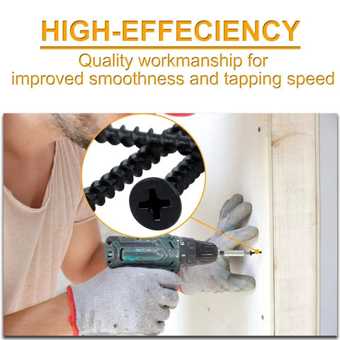 Drywall And Wood Screws 165 Piece Assortment Kit Size 6 Black Coarse Thread With Phillips Bugle Head 1 Inch To 2 Inch Lengths Ideal For Drywall Repair And Wood Stud Projects Home Renovation Essentials being used to fix drywall