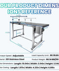 Diagram of 55 By 22 Inches Motorized Belt Conveyor Table With Heavy Duty Stainless Steel Build dimensions and specifications.