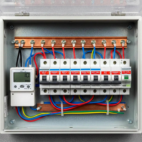 4 Sheets Electrical Panel Labels For Breaker Boxes And Panels, sticker set installed on circuit breakers in a distribution panel