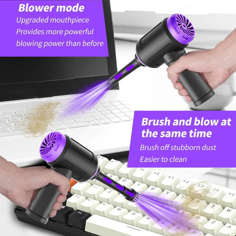 3 In 1 Mini Computer Vacuum Cleaner With 14500 Pa Suction, 110000 RPM Air Duster And Blower in use on a keyboard