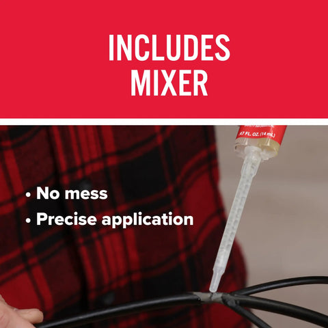 Applying Crystal Clear 5 Minute Epoxy Syringe With Static Mixer to cable, precise application, ultra strong bond, see-through cure.