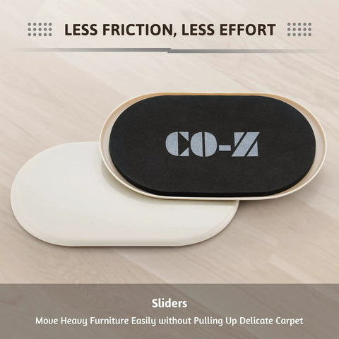 Oval Furniture Sliders 4 Pack For Carpets And Hardwood Floors Heavy Duty Reusable Moving Pads shown on wood floor