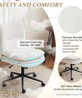 Cloud Criss Cross Legged Office Chair With Wheels 18 Inch High Back Armless Ergonomic Task Chair 24 Inch Wide Padded Seat Fabric Beige