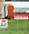 7 Pack Garage Sale Signs With Stakes 16x6 Inch Double Sided Yard Sale Arrows Waterproof Outdoor Signs With 14 Metal Stakes Durable Directional Signs For Curbside Sales And Neighborhood Block Parties, red arrow sign in grass