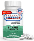 Dr Hans Nieper Lithium Orotate 5mg, 200 Count, Lab Tested, Non-GMO, Gluten Free, Vegan Friendly for Brain Health, bottle view