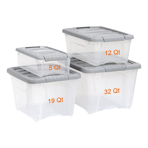 Straight Up Heavy Duty 32 Quart Clear Storage Bins With Secure Latching Lids Stackable Organization Containers Hella Rock Solid Design Completely Hassle Free For Moving Day And Pantry Needs Set Of Six