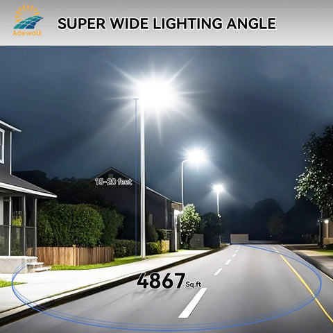 6000W Outdoor Solar Lights Waterproof Ultra Bright With Remote, Dusk To Dawn 7000K LED Solar Street Light With Motion Sensor