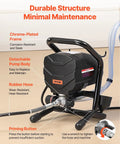 Heavy Duty Electric Airless Paint Sprayer With 650W Motor And 3000 Psi Pressure, showing chrome-plated frame and rubber hose.