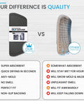Comparison of Ultra Absorbent Refrigerator Drip Pad For Water Dispenser Spills and a competitor pad, highlighting features.