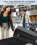 Travelers with TSA-approved 12 bottle wine travel case in airport