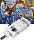 Manual Linear Sliding Table Rail Stage Aluminum Alloy 80x80mm visible in industrial setting