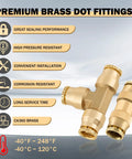 Brass DOT air line fittings kit with push-lock connectors; two fittings shown for pneumatic tubing