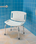 Chrome 24 Inch Designer Shower Grab Bar With Curled Grip, Heavy Duty Bathroom Safety Rail Up To 500 Lbs next to shower chair