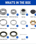 Image showing components of Four Sets 7000 Lb Boat Trailer Axle Bearing Kit With 25580 14125A Bearings, Double Lip Grease Seals.