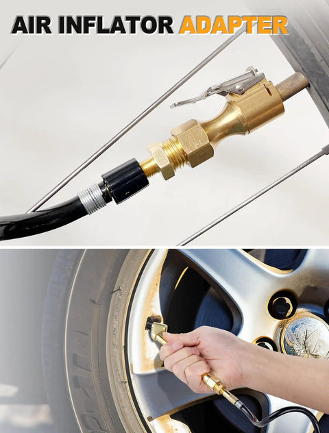 Beefy Brass Tire Inflator Adapter One Quarter Inch MNPT To Schrader Valve Male Durable Air Compressor Connector for tire inflation