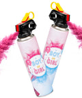 Next Level Gender Reveal Fire Extinguisher Smoker Bomb Two Pack, pink smoke clouds, cornstarch, outdoor baby shower decorations.
