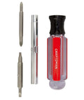 6 In 1 Screwdriver Multi Bit Set With Acetate Handle Dual Sided Removable Shaft For One Quarter And Five Sixteenth Inch Nut Driving Chrome Plated