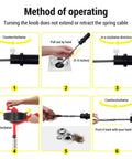 Method of operating the Heavy Duty Manganese Steel Drain Auger 32 Foot Plumbing Snake with step-by-step instructions.