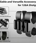 Tactical Shotgun Barrel Clamp Mount with Dual Picatinny Rails for 12 Gauge Shotguns showing aviation-grade aluminum details.