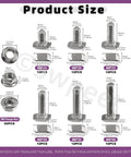 European 40 Series M8 Drop In Bolts And Nickel Flange Nuts Kit 120 Pieces T Slot Hardware Set size chart with bolt lengths