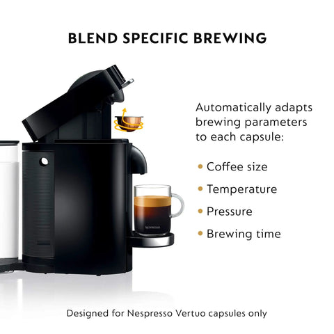 VertuoPlus Deluxe Coffee And Espresso Machine For Home Use With One Touch Brews, 37 Oz Water Tank, Black Finish