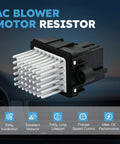 Hvac Blower Motor Resistor With Wire Harness For Chevy Silverado Equinox Tahoe Suburban showing detailed fins and plug for easy installation.