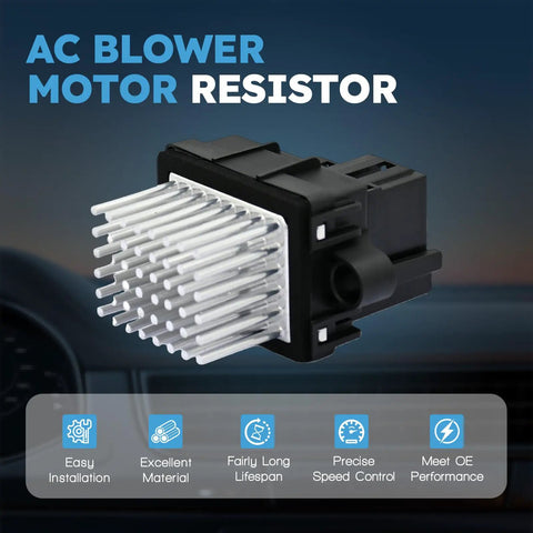 Hvac Blower Motor Resistor With Wire Harness For Chevy Silverado Equinox Tahoe Suburban showing detailed fins and plug for easy installation.
