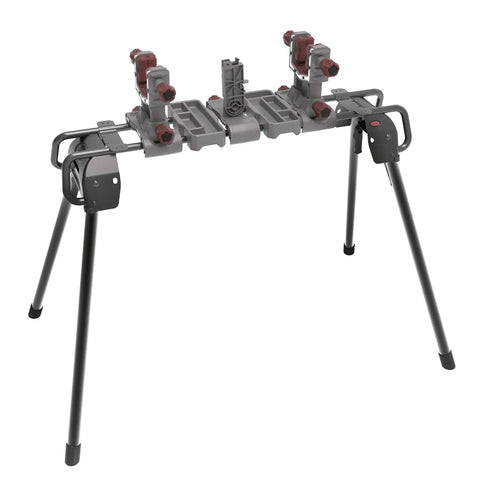 All Purpose Ultra Gun Vise With Adjustable Setup And Universal Maintenance Stand For Firearm Cleaning Featuring Steel Frame Non Marring Nylon Clamps And Removable Accessory Trays For Fast No Fuss Setup And A Collapsible Design For Easy Transport