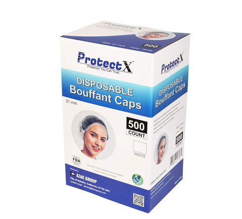 500 Pack White Disposable Hair Nets Bouffant Caps Elastic Head Covers For Food Service And Spa Use 21 Inch box packaging