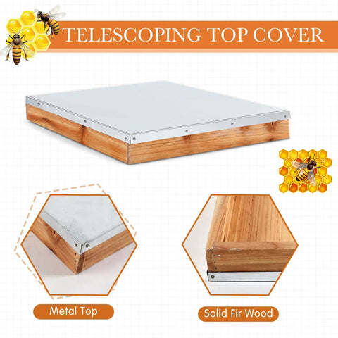 Two Pack Beehive Parts Kit For 10 Frame Hives With Telescoping Top Cover in metal and wood
