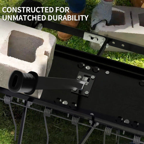 Close-up of Tow Behind Dethatcher Powerful 40 Inch With 20 Spring Steel Tines Lift Handle for durability