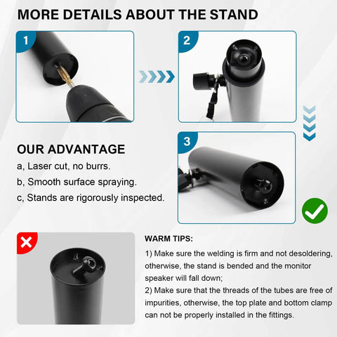 Close-up of Set Of Two Dope Desktop Monitor Stands With Wall Mount Option showing tubes and fittings for studio use.