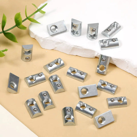 20 Pack 1/4-20 T Slot Nuts With Ball Spring Roll In Steel for 10 Series Aluminum Extrusion Profiles and Rails