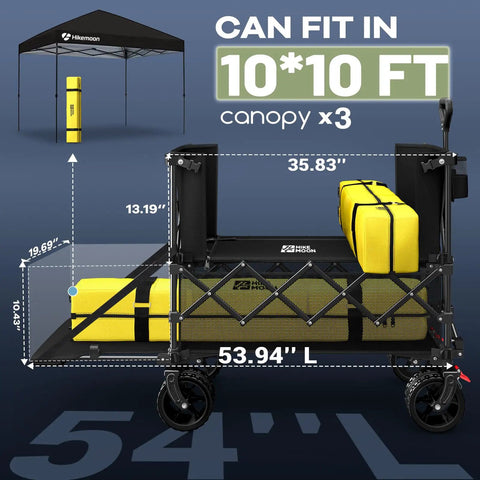 Double Decker Wagon With 54 Inch Tailgate 400 L Total Capacity Heavy Duty 560 Lbs Foldable Utility Cart With Brakes