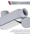 RLB075 Threaded LB Conduit Body With Die Cast Aluminum Construction, Stamped Steel Cover, 3/4-Inch NPT, gray powder coat finish