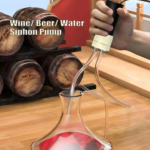Automatic USB Powered Siphon Pump For Bottling Home Brew Wine Beer Kombucha With Food Grade Hose in use with barrels