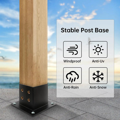 Beefy 4x4 Post Base Brackets Set Of 4 Black Powder Coated Deck Fence Anchors For Wood Or Concrete Floors, Built To Last, Perfect For Porch Railings, Pergola Supports And Garden Posts