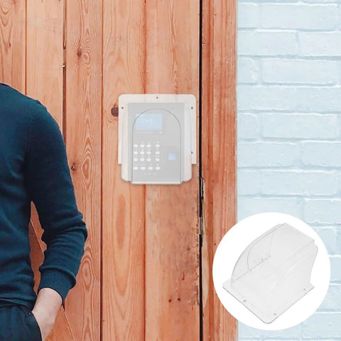 Waterproof Doorbell Rain Cover For Time Attendance And Fingerprint Devices PVC Protective Weatherproof Cover mounted on wooden door