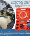 Coolant Vacuum Refill Kit with Universal 32mm Rubber Adapters Including 45mm 40mm 35mm Sleeves for Radiator Purge and Antifreeze Top Off in use.