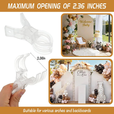 20 Pack Crystal Clear Balloon Arch Clips Plastic Spring Clamps Hold Backdrops Tight For Valentine's Day Wedding Birthday Party Decoration And Holiday Crafts That Are Super Cool. Clear plastic clamp with 2.36in opening for balloon arches and backdrops