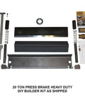 Off Road 20 Ton Press Brake Heavy Duty DIY Builder Kit components laid out for metalworking and sheet metal bending projects.