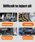 Heavy Duty Grease Extension Tube With Rigid Lube Wand And Beefy Industrial Grade Nozzle Attachment For Tight Spaces Oil Delivery Line image showcasing injection challenges with narrow bearings and deep gears.