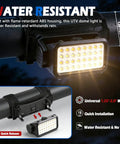 Hella Bright UTV Dome Light Plus Rechargeable Overhead Roll Bar Lamp mounted on roll bar with water-resistant feature.