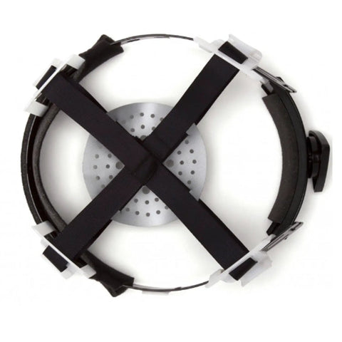 Top view of Full Brim Hard Hat With 4 Point Ratchet Suspension White 12 Pack Built Tough Durable HDPE Shell Low Profile Design Rain Trough