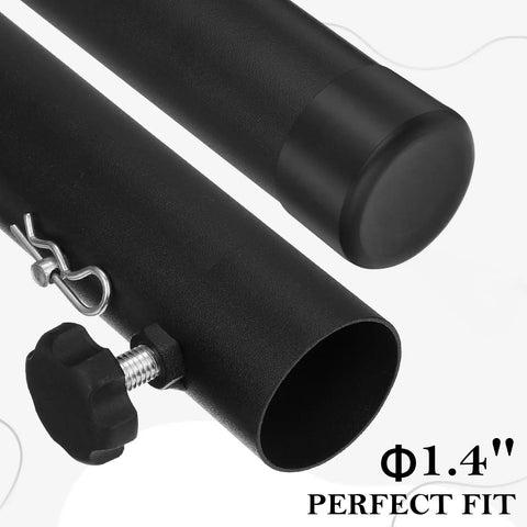 Heavy Duty Folding Table Extenders And Steel Risers For Straight Or Bent Legs Adjustable Height Extensions 4 Pack side view of 1.4" steel risers with fittings.