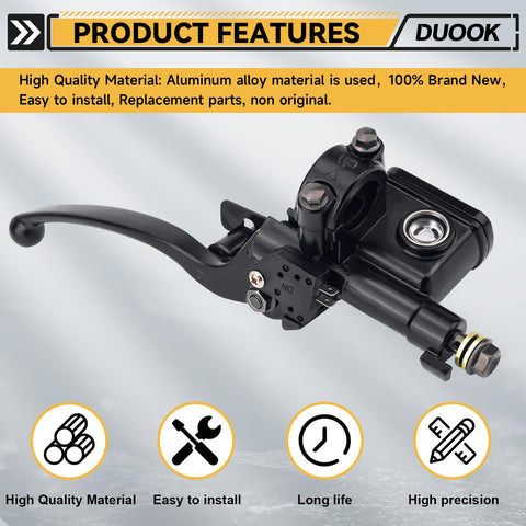 Seven Eighth Inch Universal Left Hydraulic Brake Lever Master Cylinder For 50cc To 250cc Scooters ATVs Dirt Bikes And Quads Beefy Aluminum Alloy Replacement Part Taotao Compatible