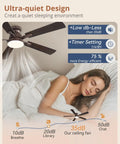 LEDIARY 52inch Ceiling Fans with Light Pull Chain and Remote Control Brown, ultra-quiet design above sleeping woman.